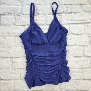 Be Creative Purple Ruched Tankini Top Built-in Padded Bra size 8